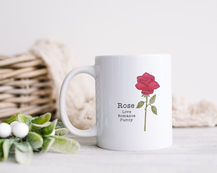Month Flower - June - Rose - Personalised Printed Ceramic Mug