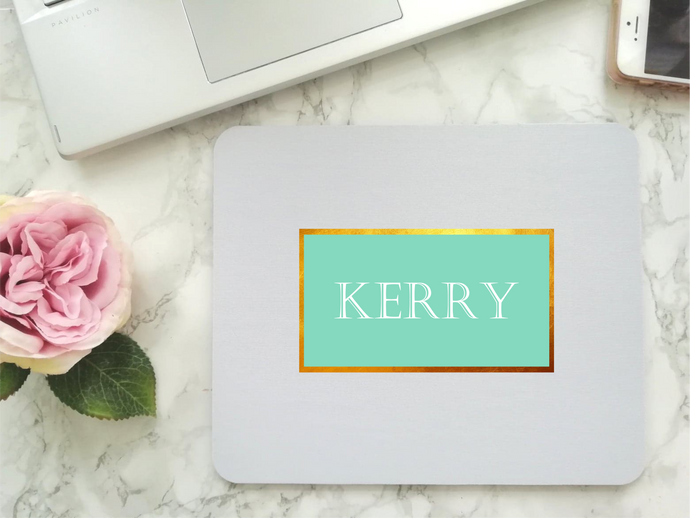 Mouse Mat - Personalised Mint Text Box - Mouse Pad