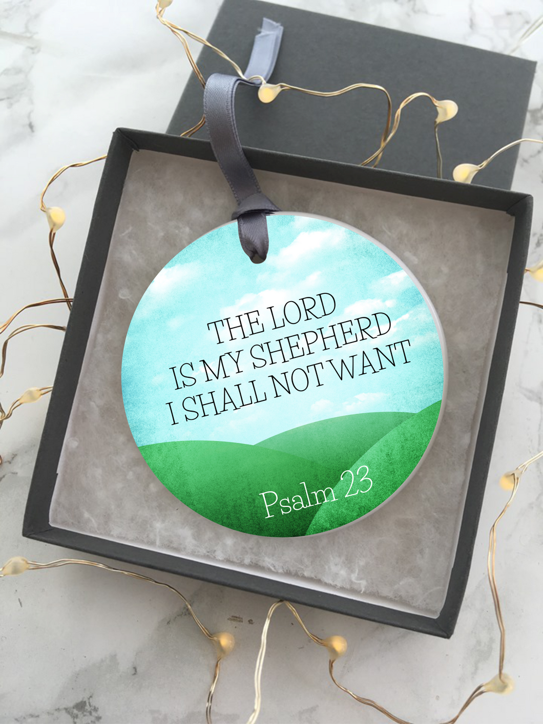 Psalm 23 The Lord Is My Shepherd - Religious Gift - Ceramic Hanging Decoration