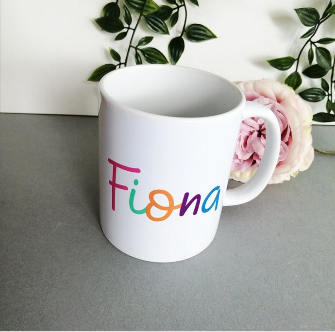 Multi Coloured Script Font Printed Ceramic Mug