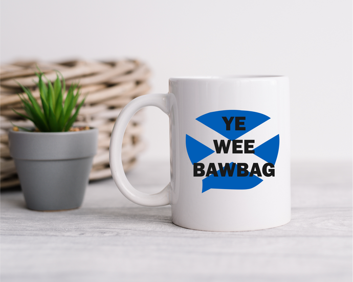 Scottish Flag Slang Ye Wee Bawbag printed ceramic mug | Saltire - St Andrews Flag