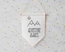 Pennant Hanging Banner Linen Flag- Adventure Awaits