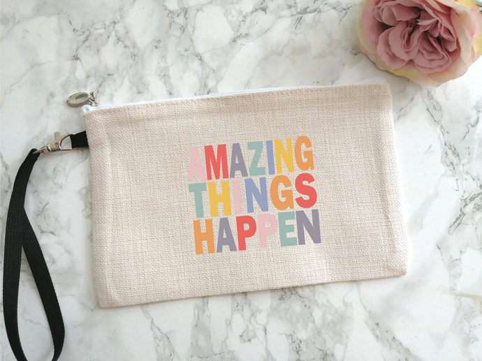 Linen pouch- Amazing Things Happen