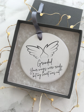 Your wings were ready but my heart was not- Grandad - Angel wings- feather - memory- Ceramic Hanging Decoration - Fred And Bo