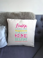 Baby Announcement Personalised printed cushion Pink Aqua