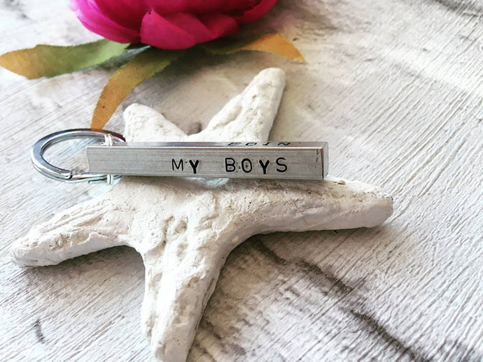 Hand stamped bar keyring, Aluminium - Fred And Bo