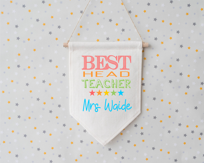 Pennant Hanging Banner Linen Flag- Best Head Teacher - Thank You Teacher