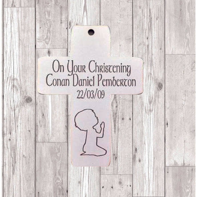 Christening gift laser engraved cross personalised - Fred And Bo