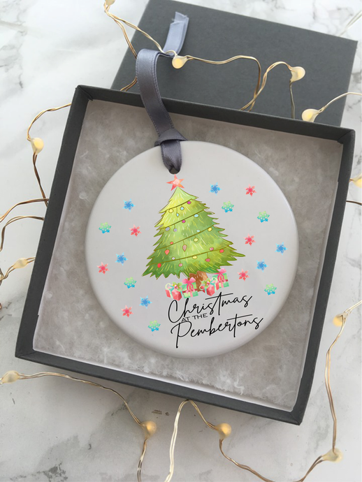 Ceramic Christmas Personalised Hanging Decoration - Fred And Bo