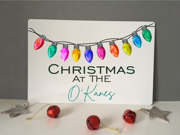 Personalised Christmas at the..... Sign Plaque- Christmas lights - Fred And Bo