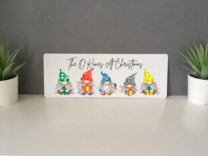Christmas Gnome Family Personalised Sign