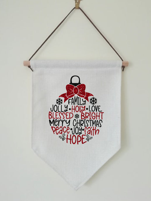 Christmas Hanging Banner Flag- Christmas Ornament Red
