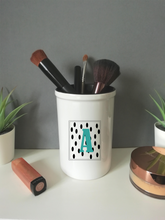 Personalised Makeup Brush Pot - Polka Dot Initial