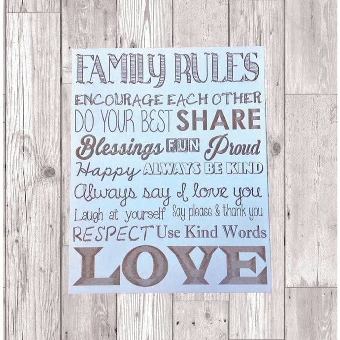 Family rules laser engraved plaque - Fred And Bo
