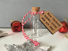 Mini Message Bottle- When feathers appear loved ones are near- Christmas Tree Ornament - Fred And Bo
