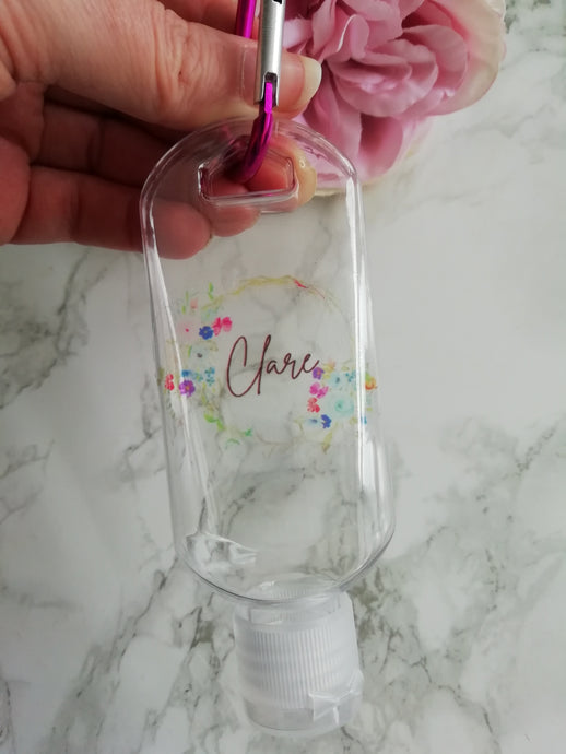 Personalised Hand Sanitiser Bottle 50ml - Floral Wreath - Refill Bottle