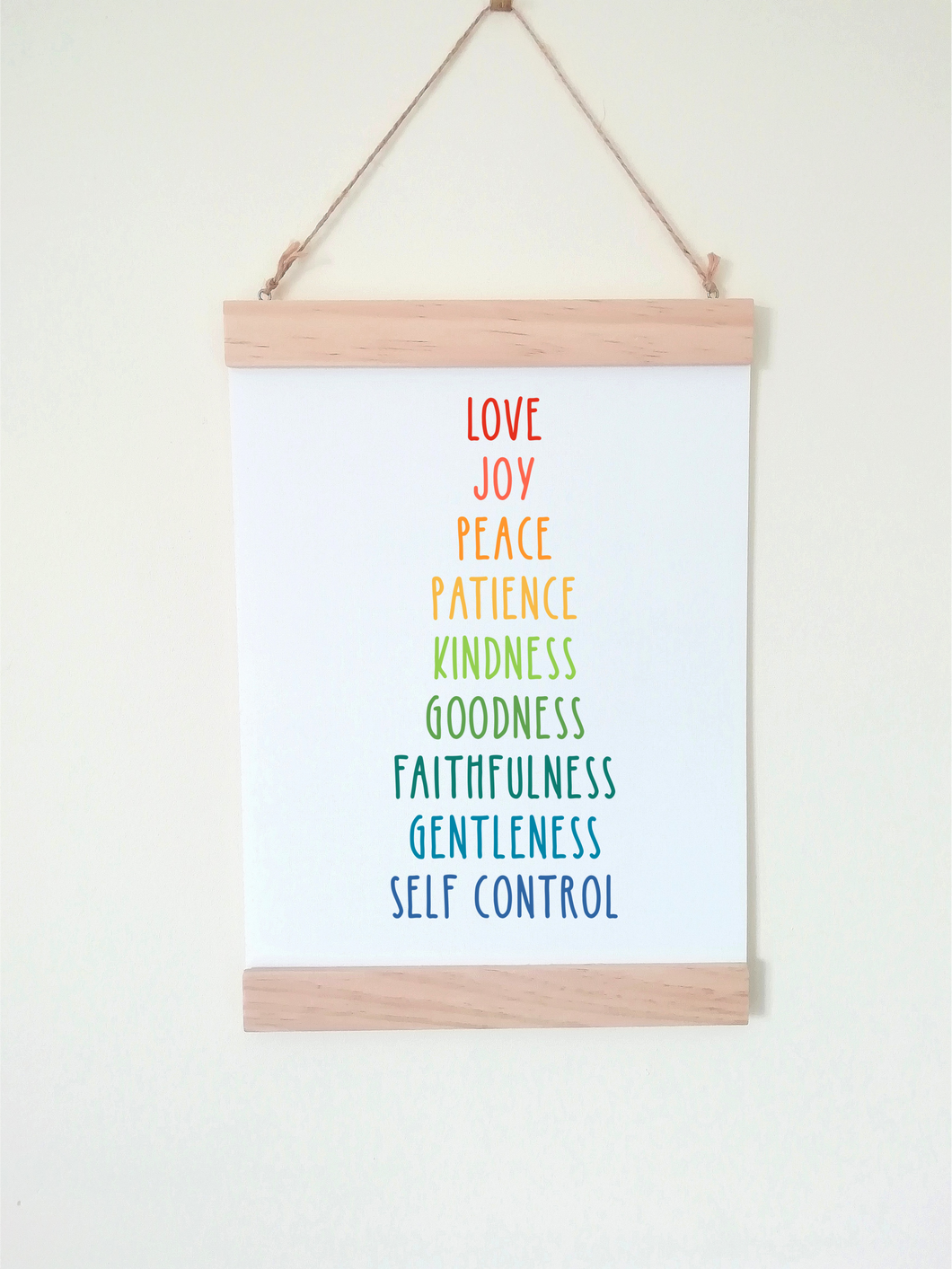 The Fruits Of The Holy Spirit Religious Christian Wall Poster A4 Wooden Hanging Frame -