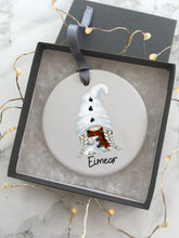 Christmas snowman Gnome- Personalised Tomte -Ceramic Hanging Decoration