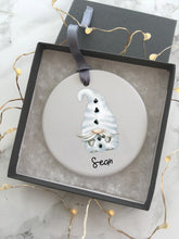 Christmas snowman Gnome- Personalised Tomte -Ceramic Hanging Decoration