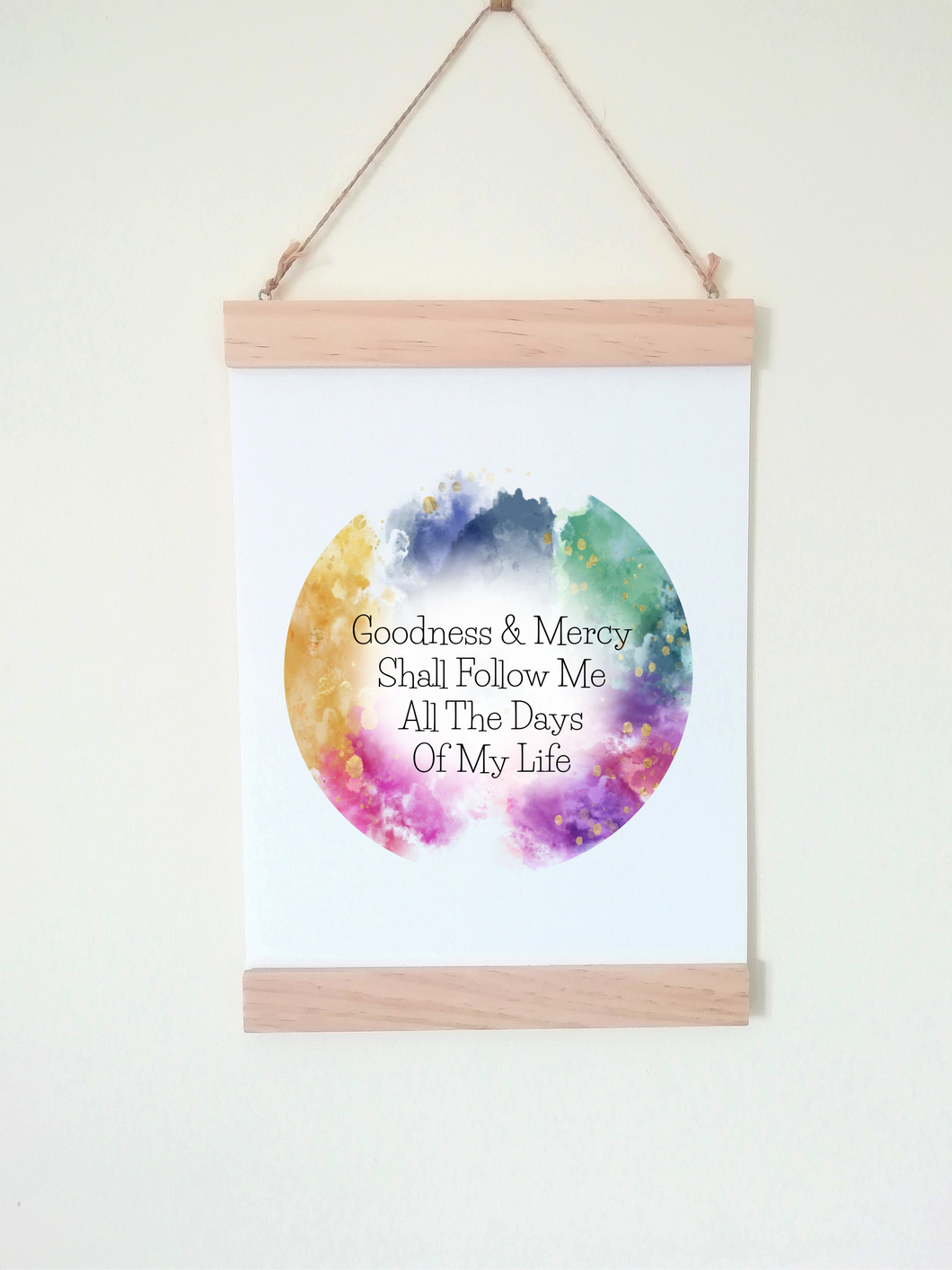 Goodness & Mercy Psalm 23 Religious Christian Wall Poster A4 Wooden Hanging Frame -