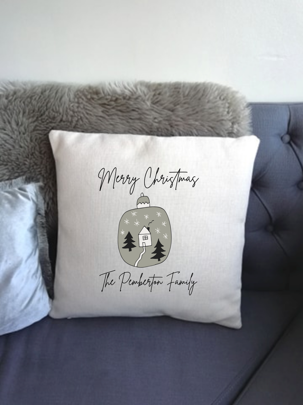 Christmas Bauble Personalised printed cushion