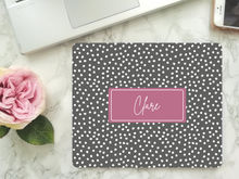 Mouse Mat - Personalised Grey Polka Dot Text Box - Mouse Pad