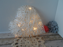 White heart rattan style medium with fairy lights - Fred And Bo