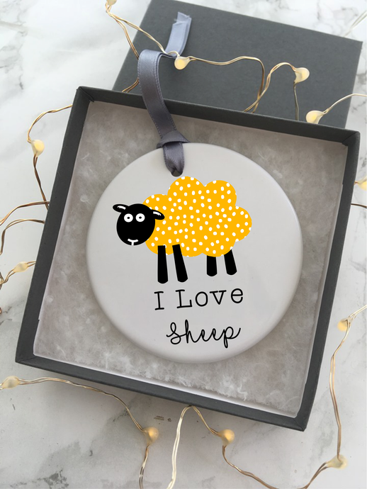 I Love Sheep - Sheep - Ceramic hanging bauble - Fred And Bo