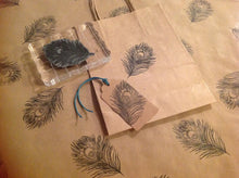 Hand stamped peacock feather gift wrap - Fred And Bo