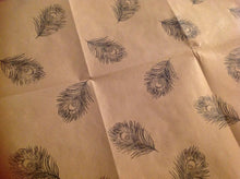 Hand stamped peacock feather gift wrap - Fred And Bo