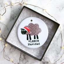 Fleece Navidad- Sheep - Ceramic hanging bauble