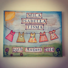 Personalised baby gift, canvas, personalised baby art, personalised baby gift - Fred And Bo