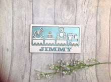 Baby boy personalised name plaque with toy train - Fred And Bo