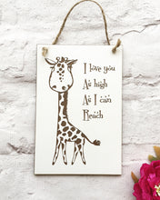 I love you as high as I can reach Giraffe engraved plaque - Fred And Bo
