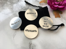 Round Tuit token - positive mantra token - Hand Stamped - Fred And Bo