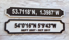 Longitude Latitude custom coordinate street sign - double line personalised - Fred And Bo