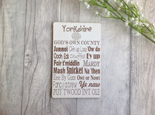 Yorkshire slang laser engraved plaque - Fred And Bo