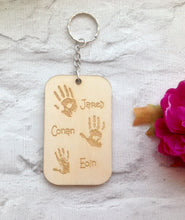 FAMILY HANDPRINT engraved keyring - Fred And Bo