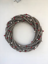 Red and Silver Berry Wooden Wreath - Fred And Bo