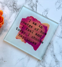 Positive mantra - Today I choose happiness quote printed Glass Coaster - Fred And Bo