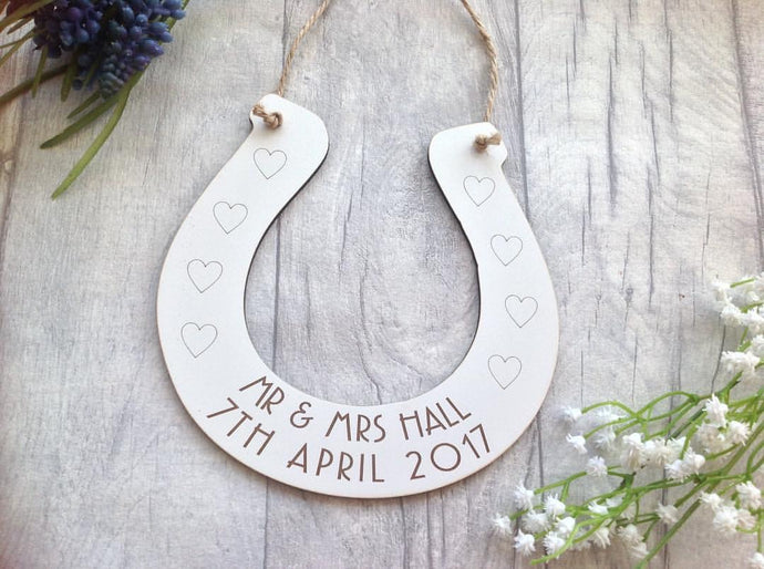 Wedding horse shoe- laser cut and laser engraved - Fred And Bo