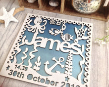 Baby boy underwater theme laser cut wooden plaque - Fred And Bo