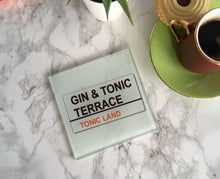 Gin & Tonic Terrace- street sign style- Alcohol gift- printed glass coaster - Fred And Bo