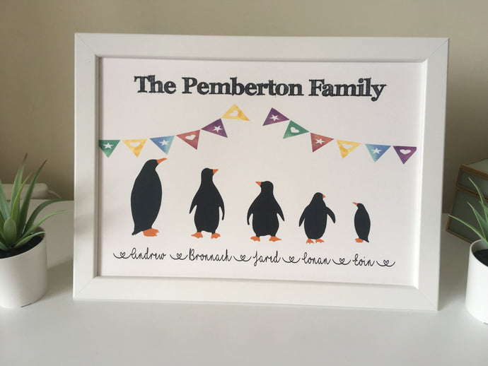 Penguin Family Framed Print - Fred And Bo