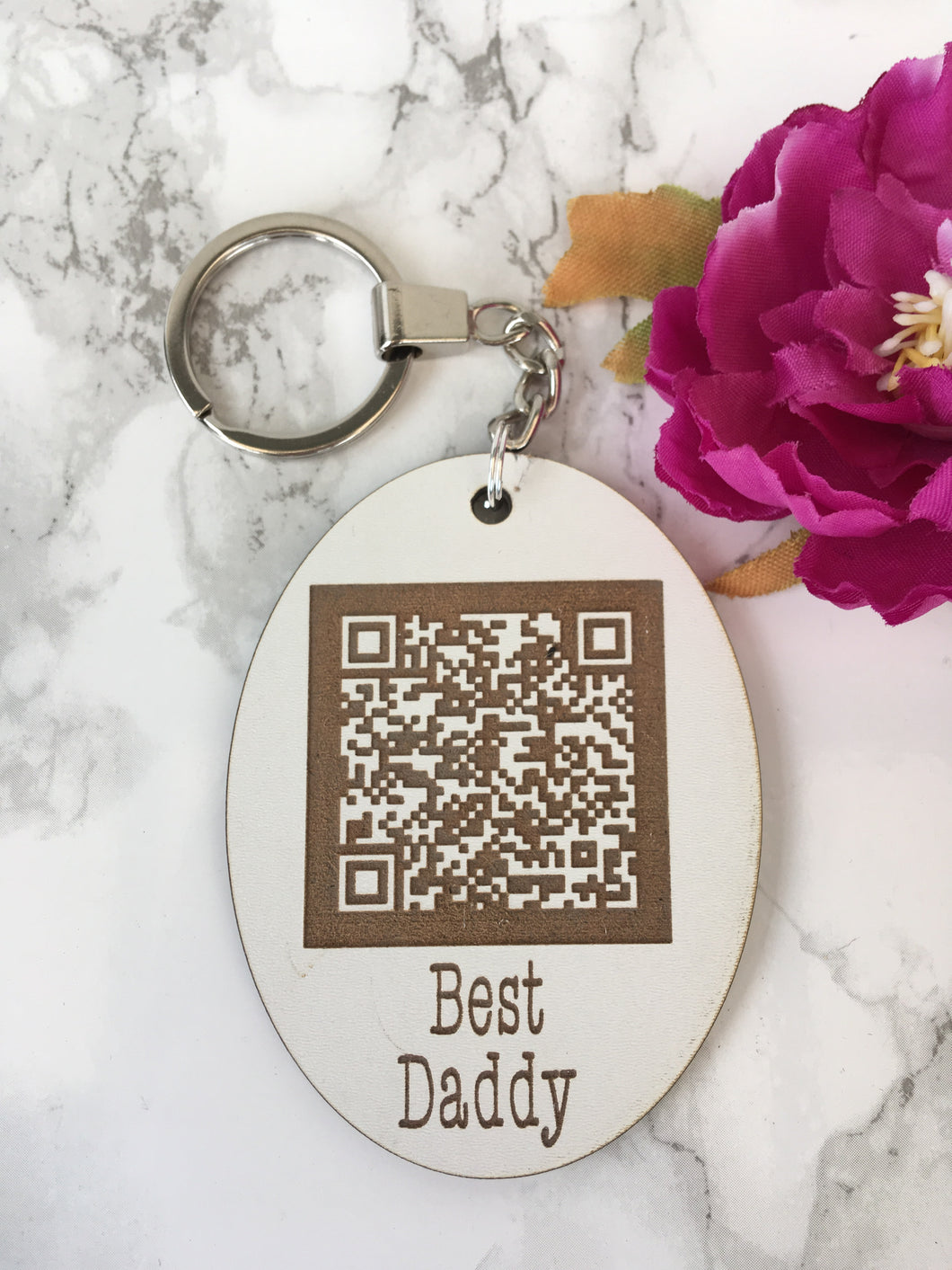 Personalised unique QR code keyring audio file - Fred And Bo