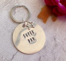 Super dad - hand stamped key chain - Fred And Bo