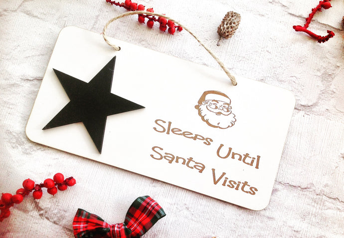 🎄 Sleeps until Santa visits..... christmas festive plaque - Fred And Bo