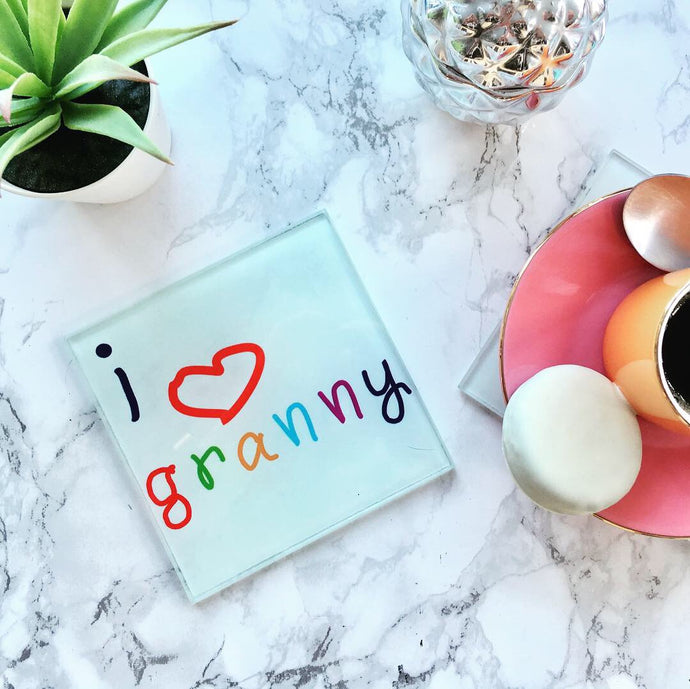 I love Granny - Mother’s Day- printed Glass Coaster - Fred And Bo