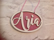 Name plaque - oval shaped with glitter - laser cut - Fred And Bo