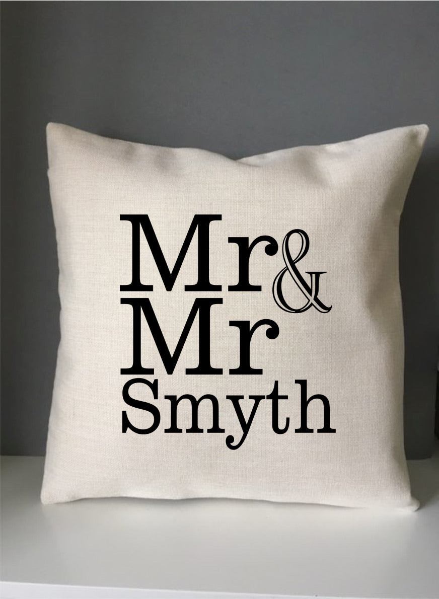 Mr & Mr personalised printed cushion - Fred And Bo